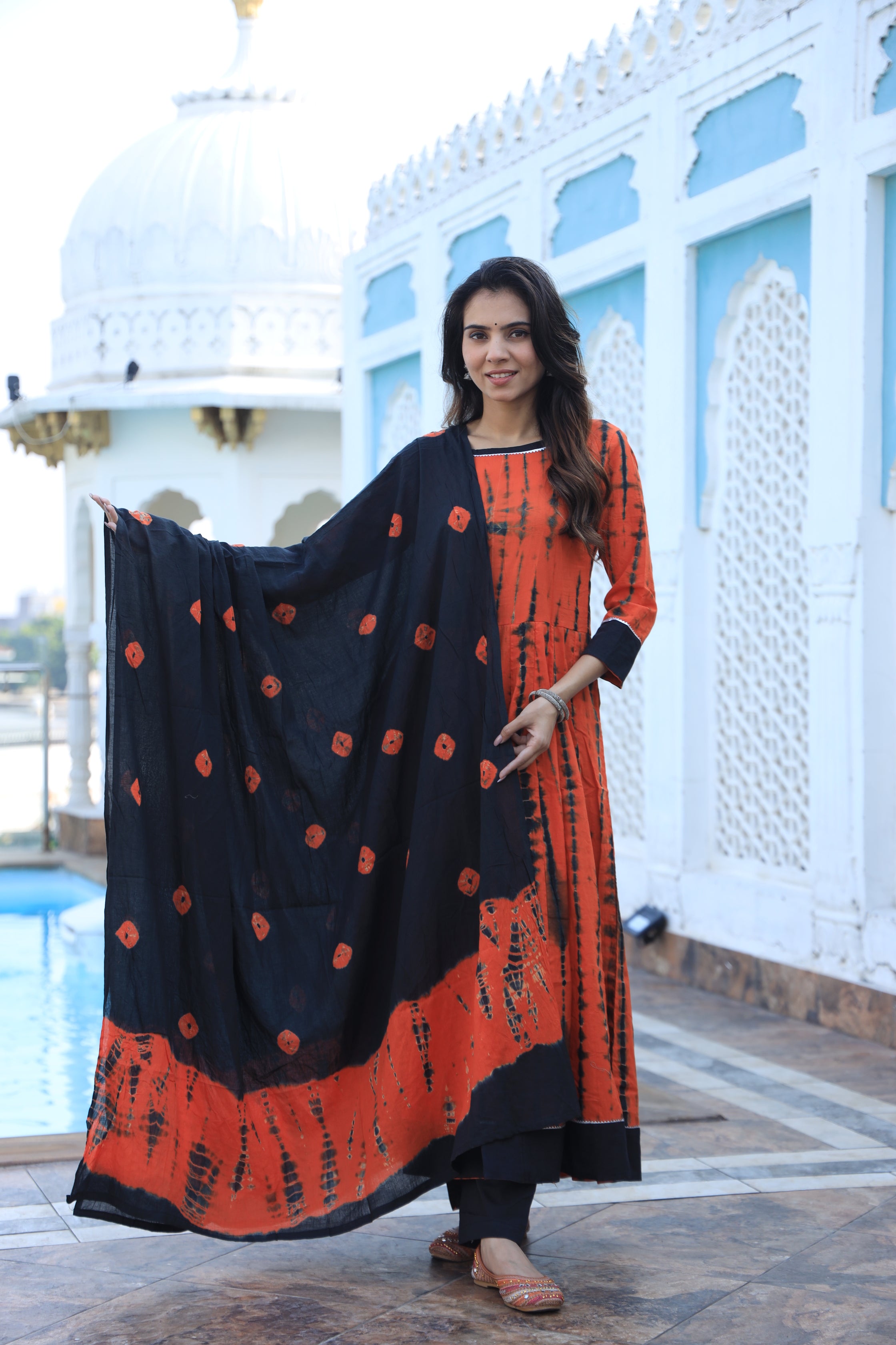 Rose Vale Long Kurta & Skirt With Dupatta