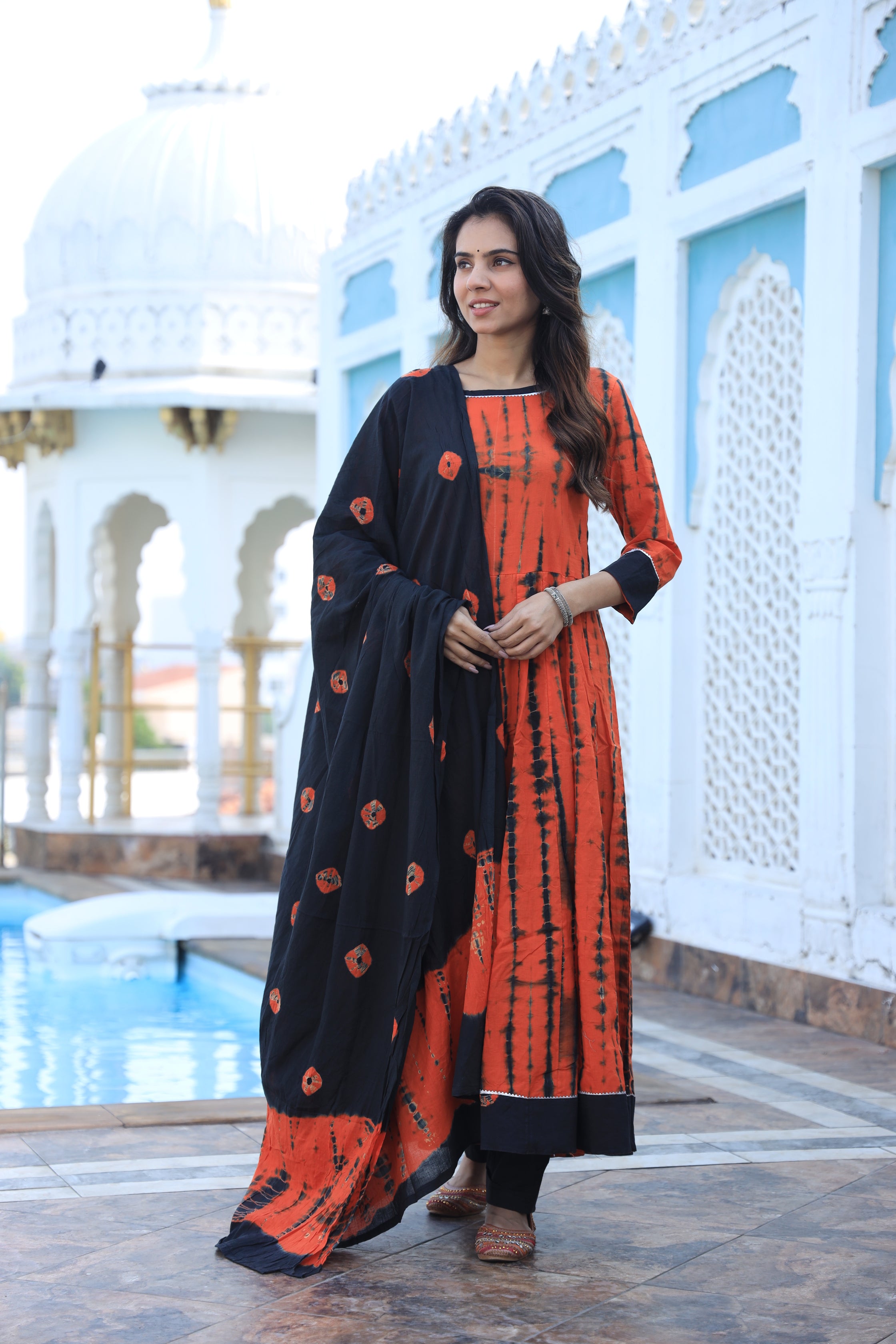 Rose Vale Long Kurta & Skirt With Dupatta