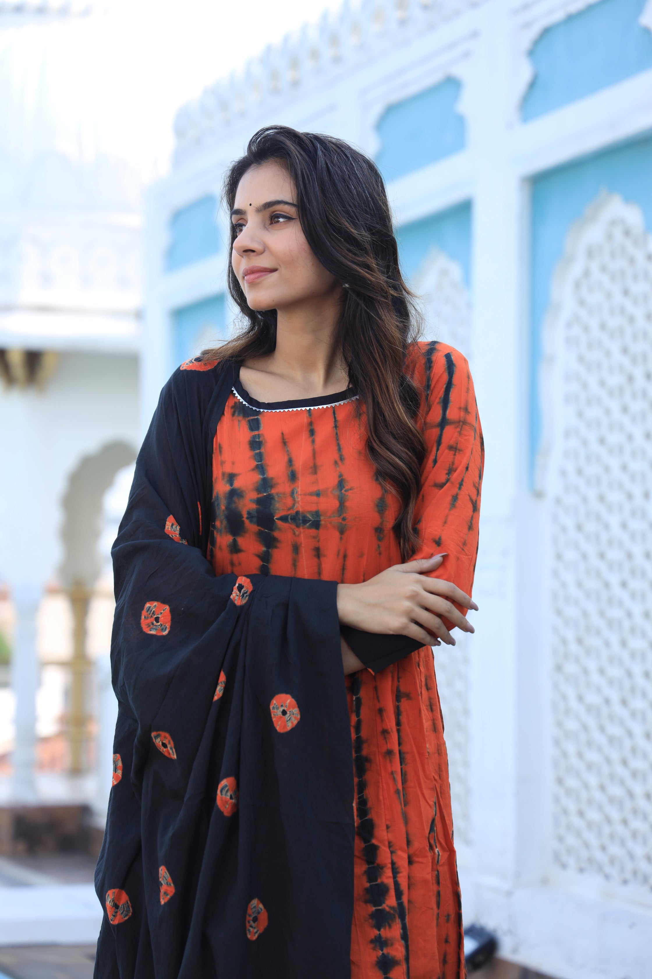 Rose Vale Long Kurta & Skirt With Dupatta