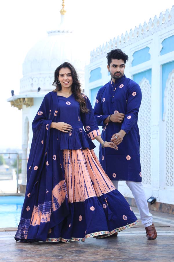 Patrick Blue Women's Chaniya Choli & Men’s Kurta set