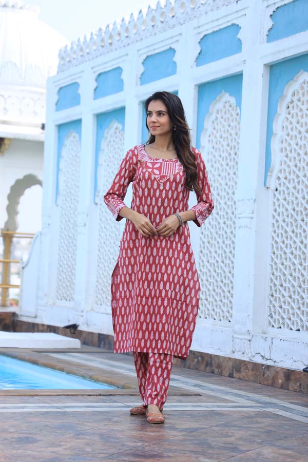 Red Archives Long Kurta Set