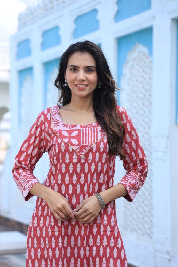 Red Archives Long Kurta Set