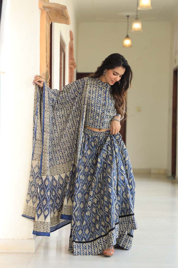 Yale Blue Chaniya Choli suit