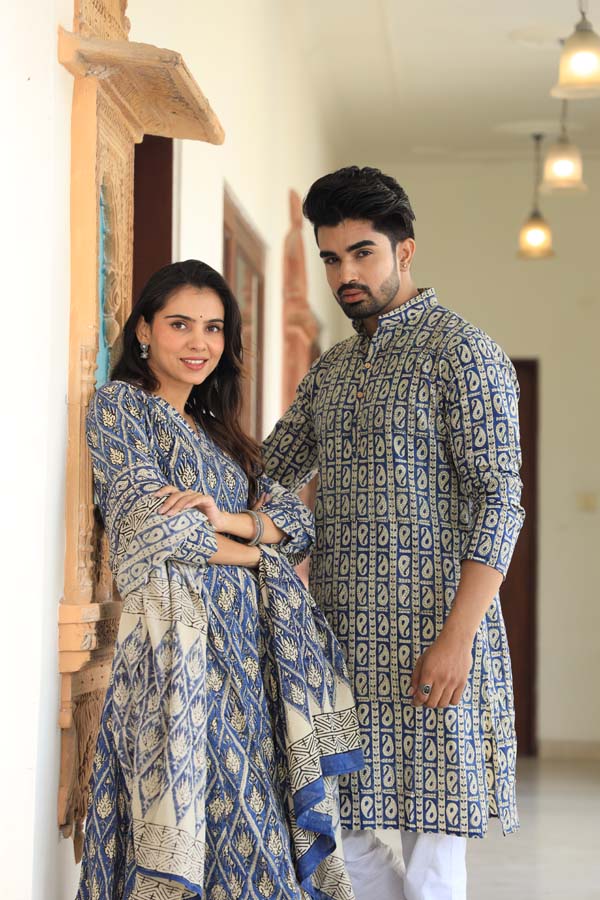 Slate Gray Anarkali & Kurta Sets for couples