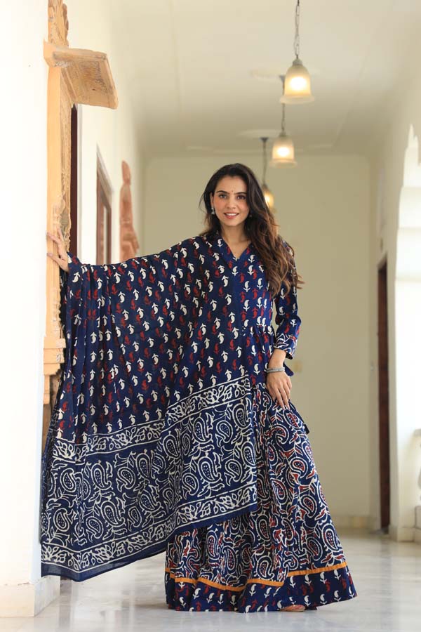 Dark Blue Chaniya Choli suit