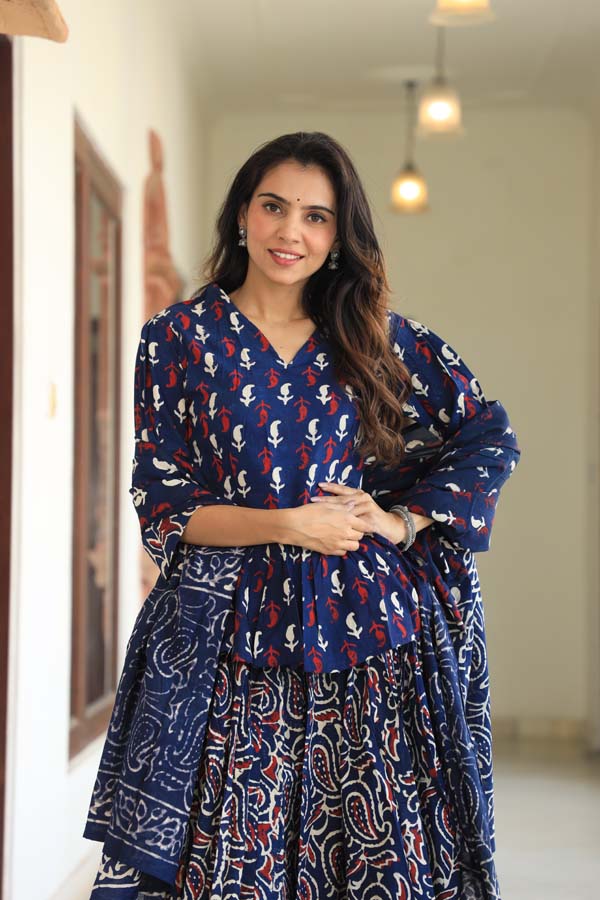 Dark Blue Chaniya Choli suit