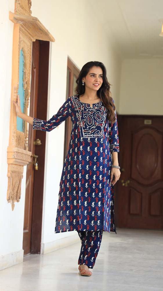 Oxford Blue Long Kurta Set