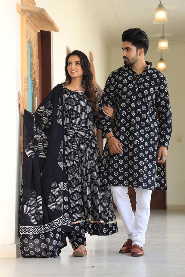 Dark Green Anarkali & Kurta Sets for couples