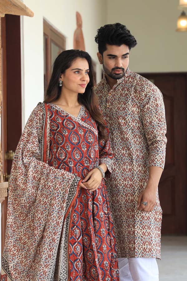 Pastel Brown Anarkali & Kurta Sets for couples