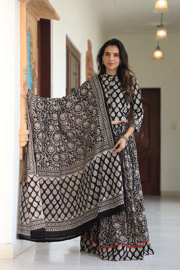 Taupae Gray Chaniya Choli suit