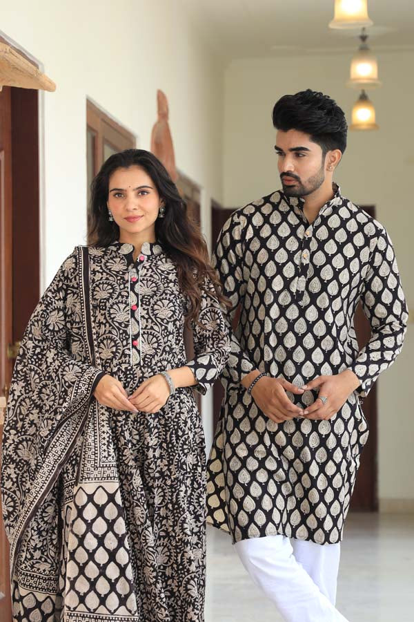 Black & Gray Anarkali & Kurta Sets for couples