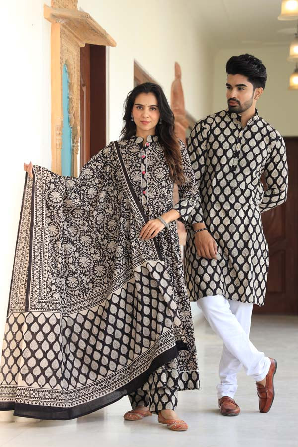 Black & Gray Anarkali & Kurta Sets for couples