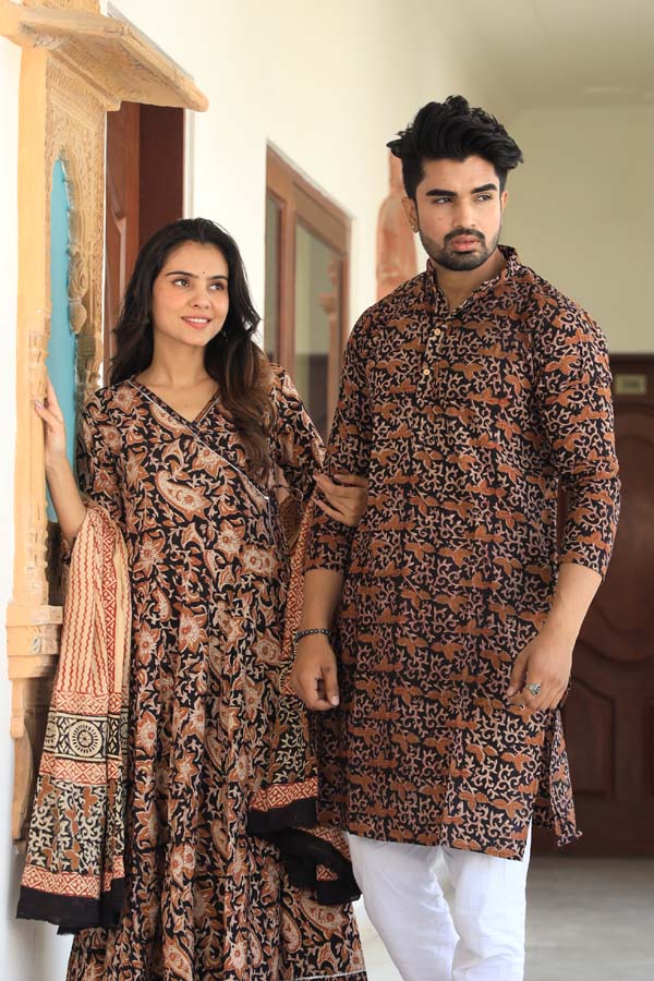 Smoky Black Anarkali & Kurta Sets for couples