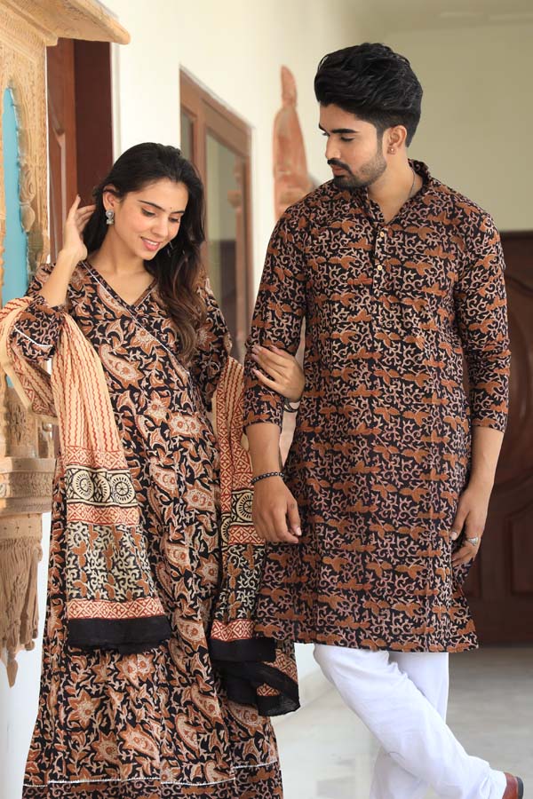 Smoky Black Anarkali & Kurta Sets for couples