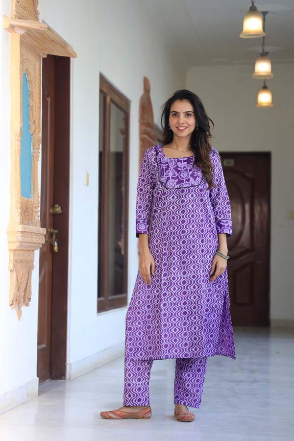 Purple Long Kurta Set