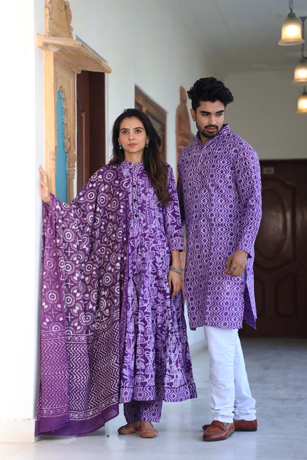 Purple Anarkali & Kurta Sets for couples