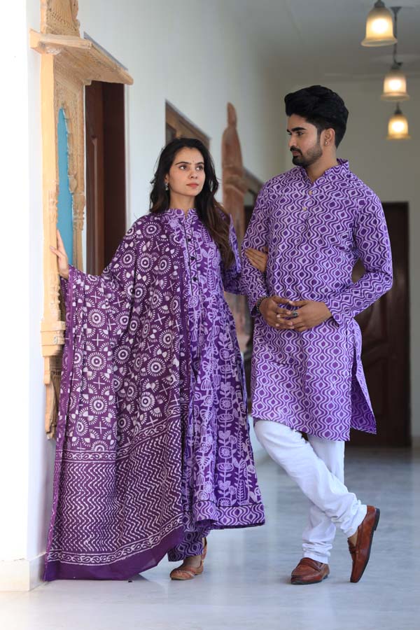 Purple Anarkali & Kurta Sets for couples