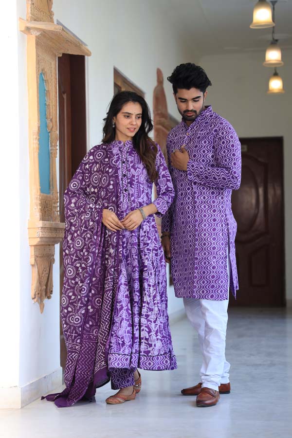 Purple Anarkali & Kurta Sets for couples