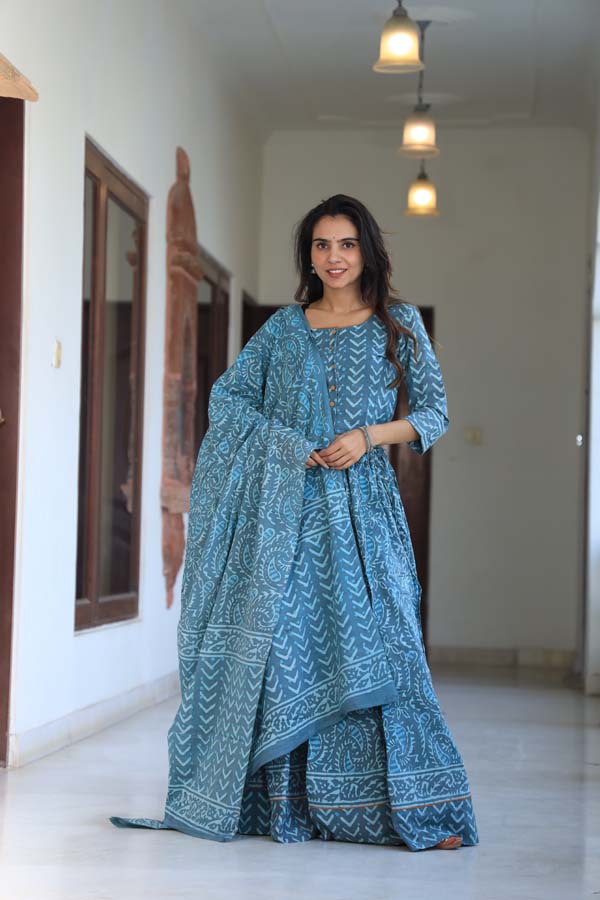 Sky Blue Chaniya Choli Suit