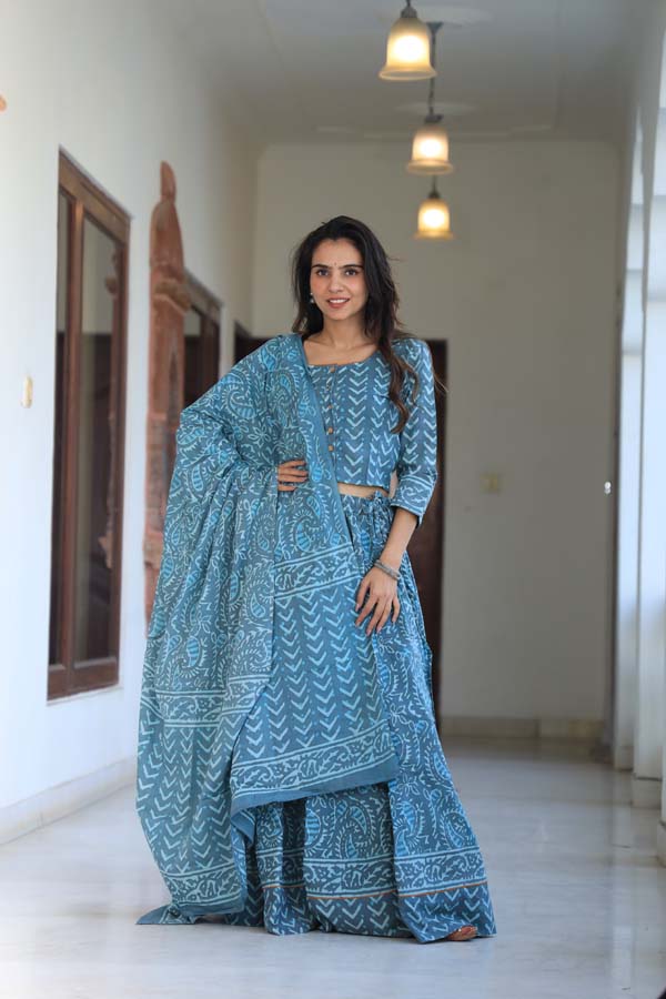 Sky Blue Chaniya Choli Suit