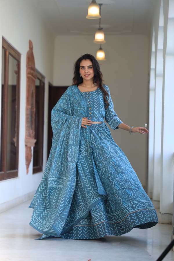 Sky Blue Chaniya Choli Suit