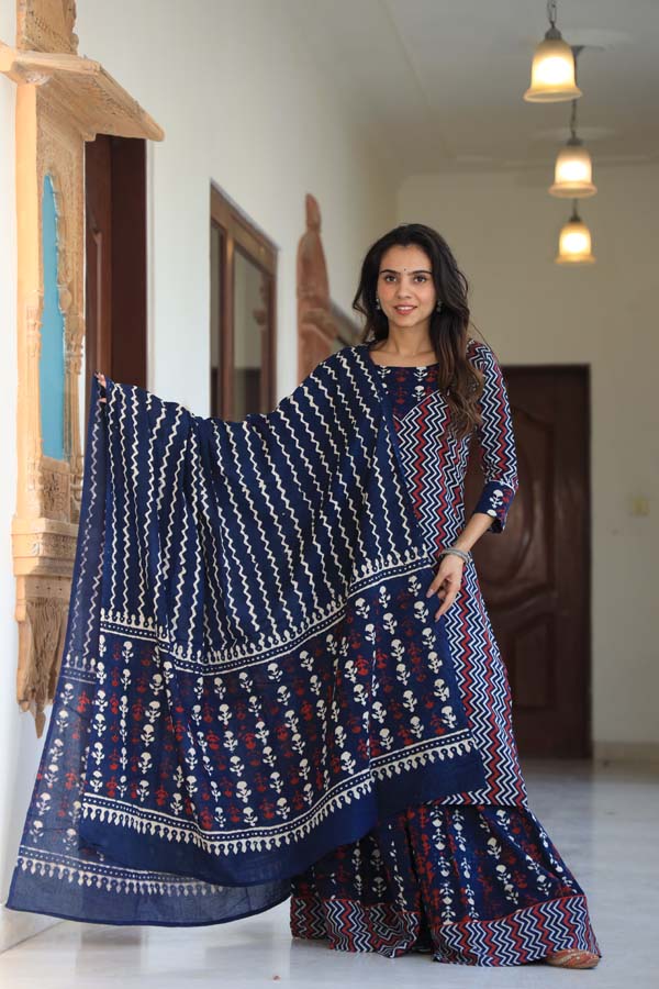 Purple Maroon Kurta & Skirt With Dupatta