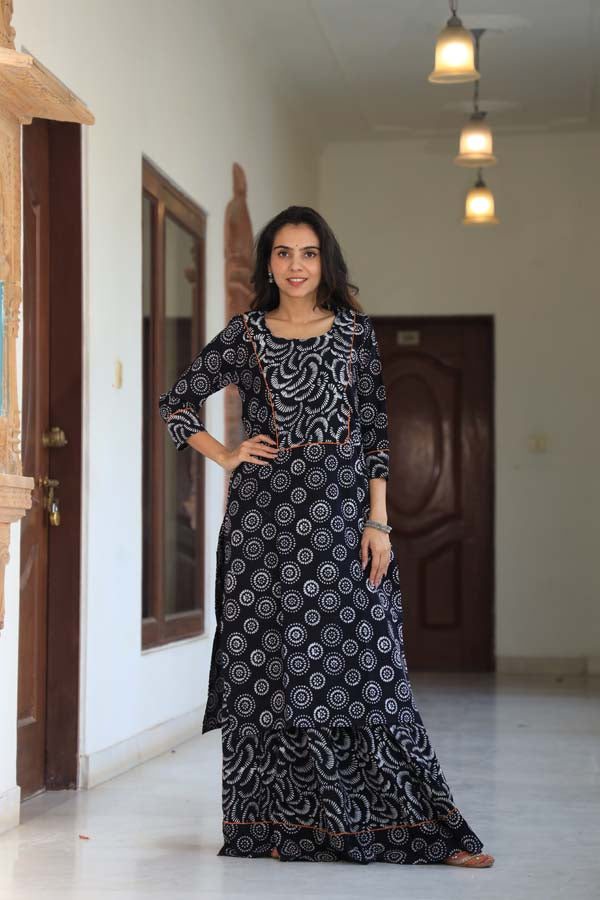 Black Kurta & Skirt With Dupatta