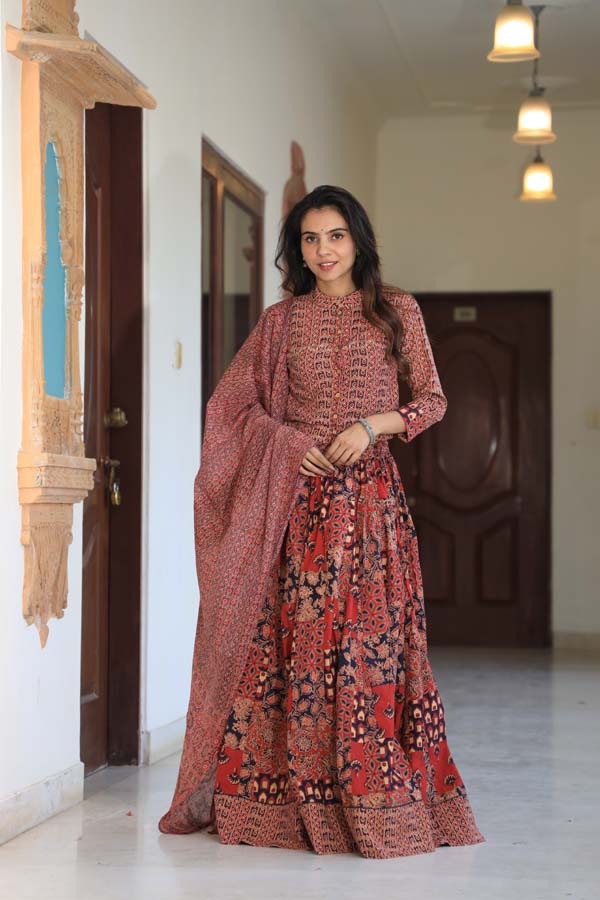 Peach Orange Chaniya Choli Suit