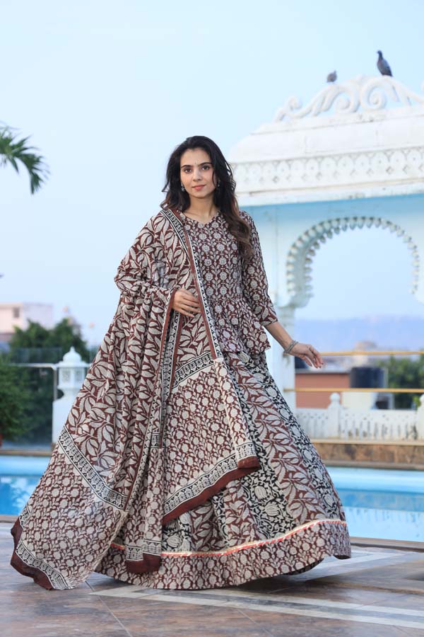 Grey Maroon Chaniya Choli suit