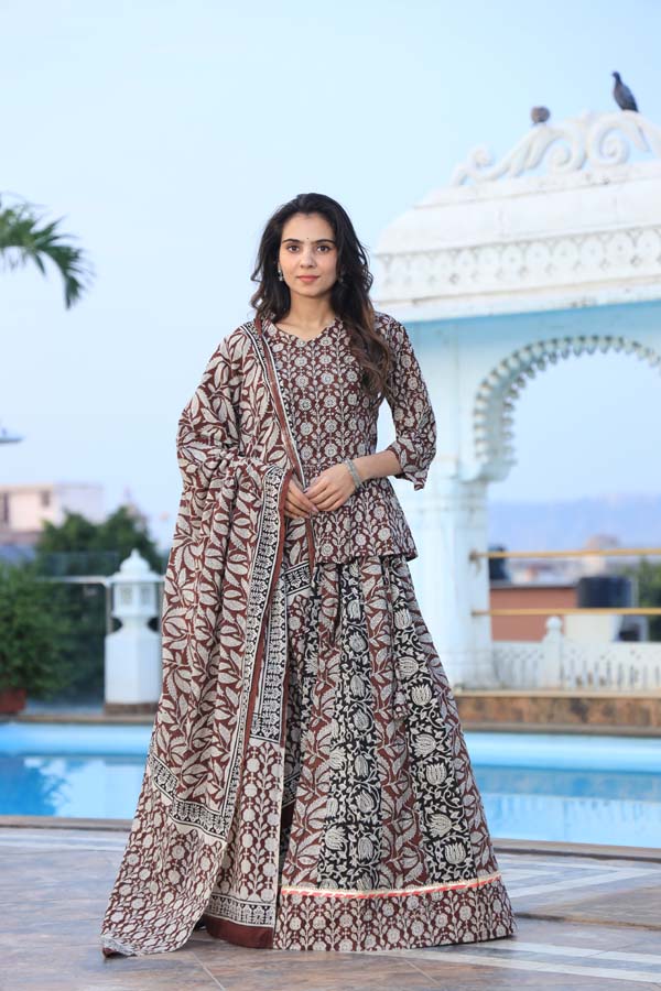 Grey Maroon Chaniya Choli suit