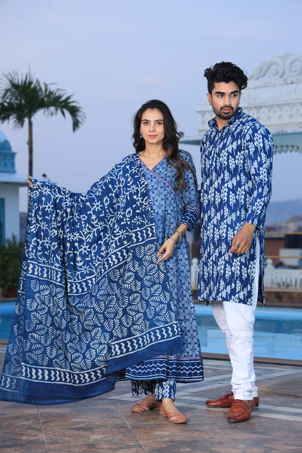 Blue Anarkali & Kurta Sets for couples