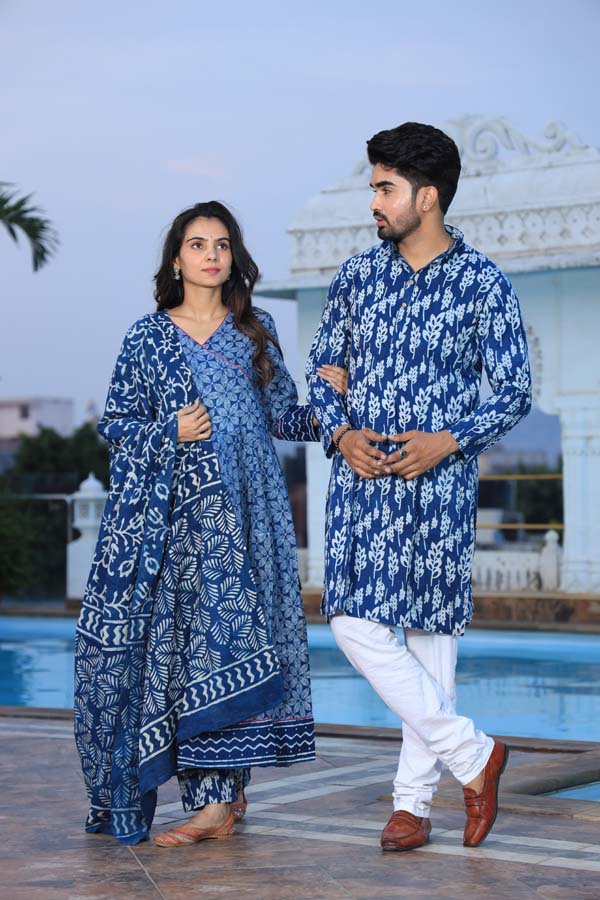 Blue Anarkali & Kurta Sets for couples