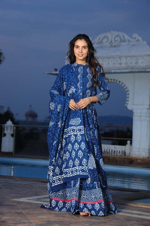 Dark Blue Chaniya Choli suit