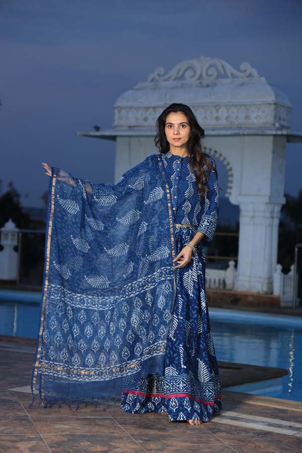 Dark Blue Chaniya Choli suit