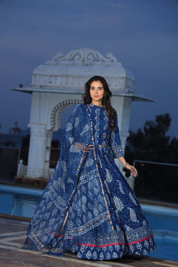 Dark Blue Chaniya Choli suit