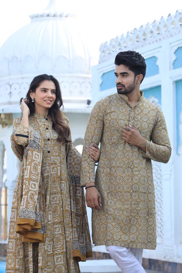 Light Grey Anarkali & Kurta Sets for couples