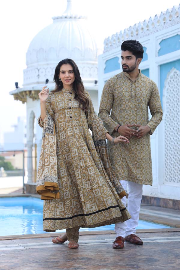 Light Grey Anarkali & Kurta Sets for couples