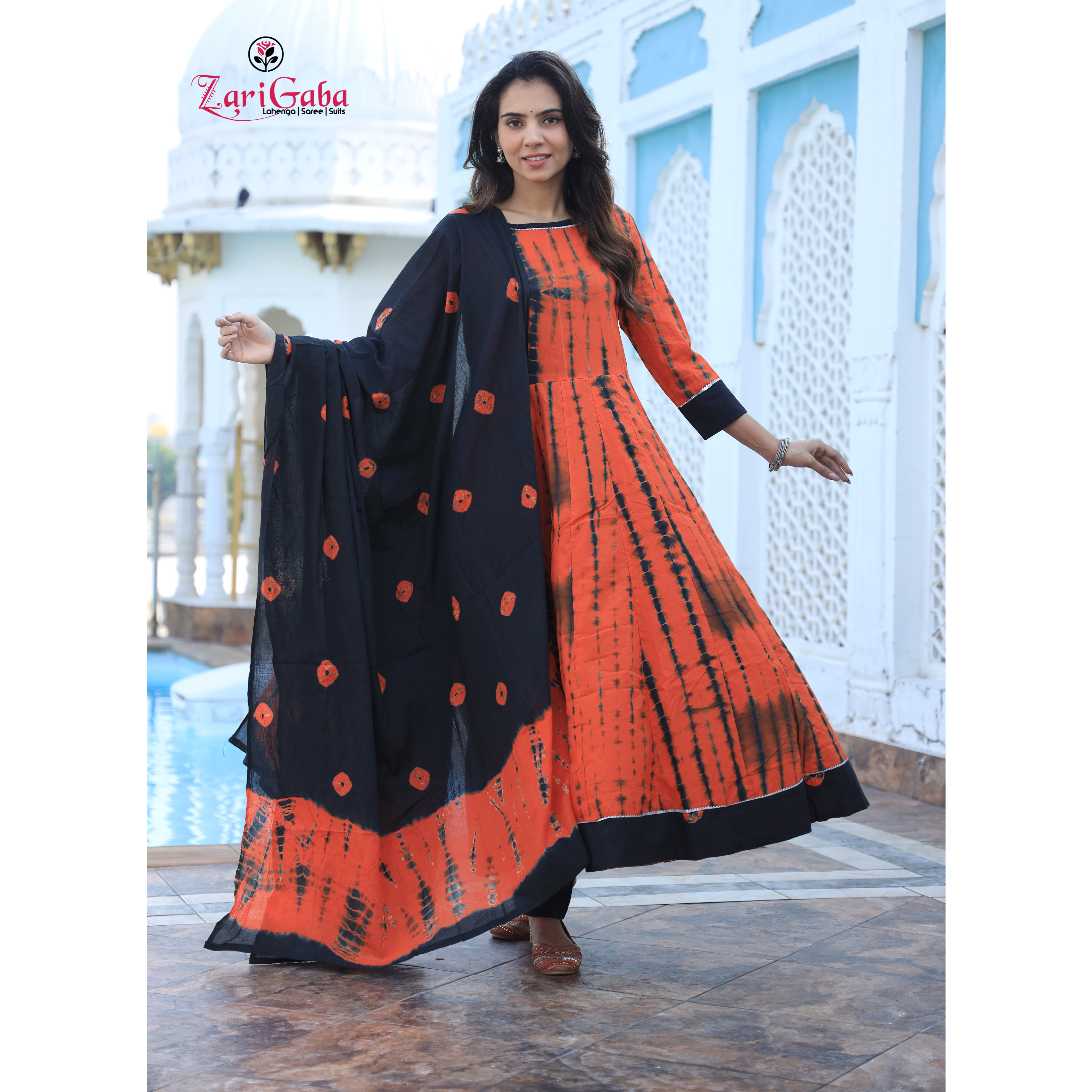 Rose Vale Long Kurta & Skirt With Dupatta