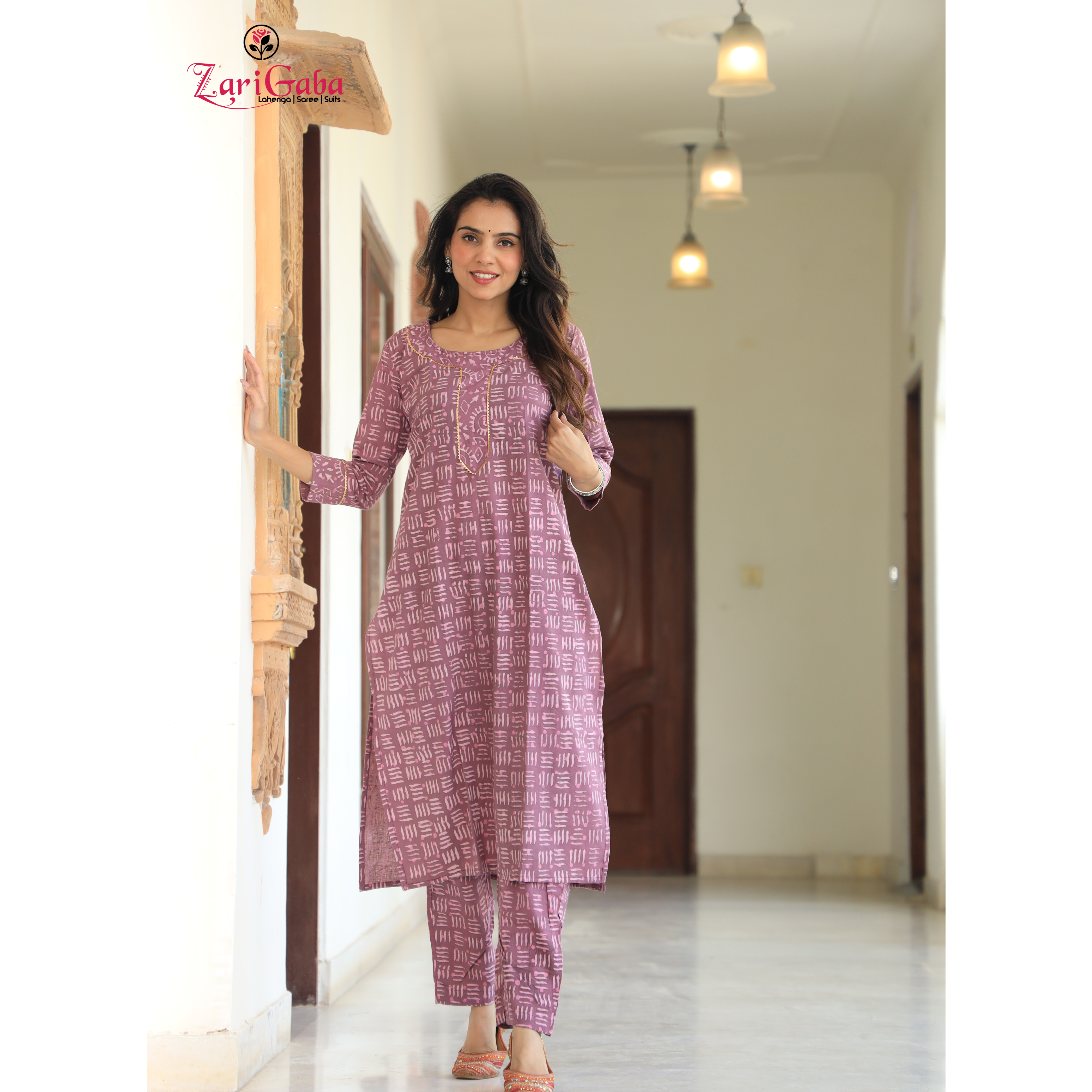 Violet Red Long Kurta Set