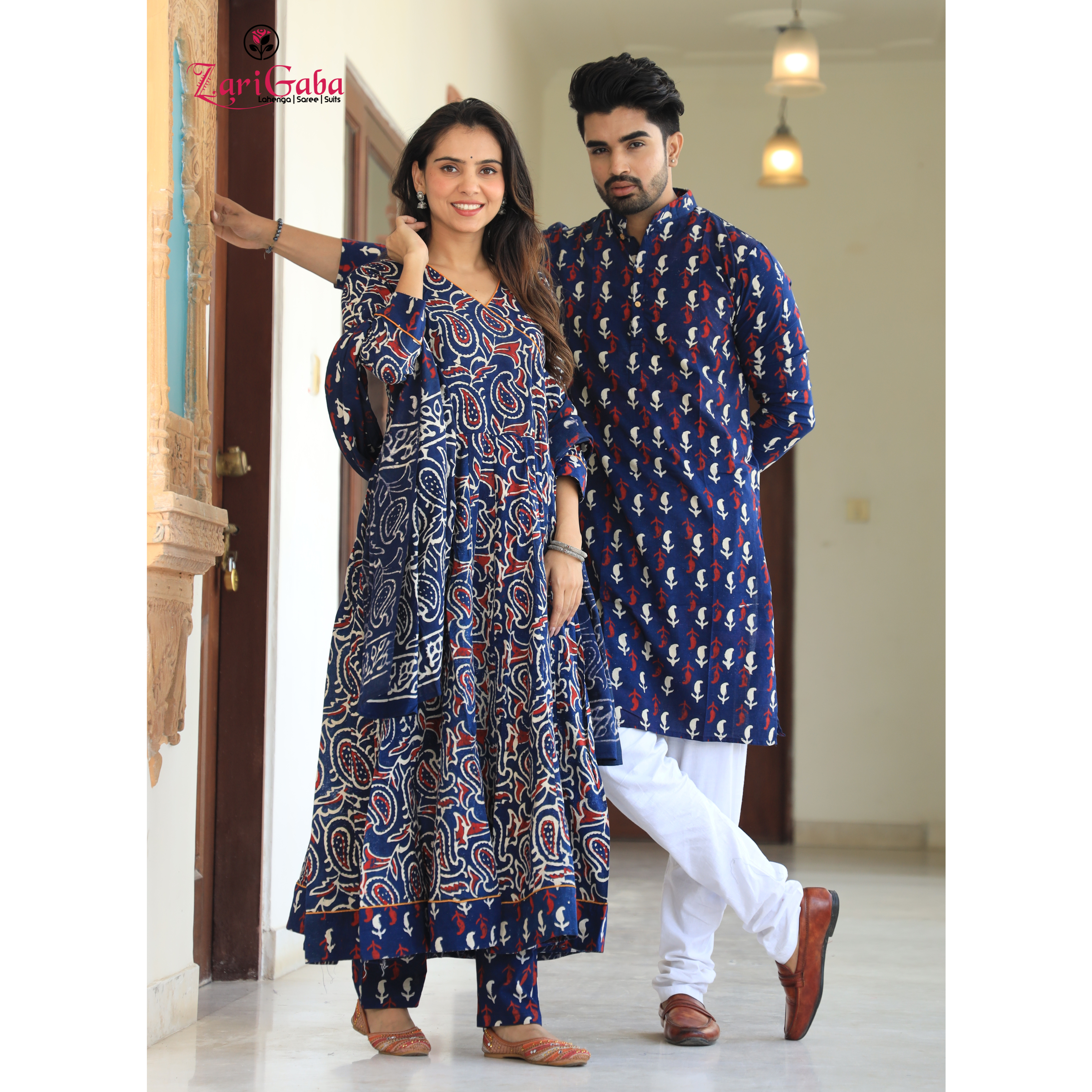 Oxford Blue Anarkali & Kurta Sets for couples