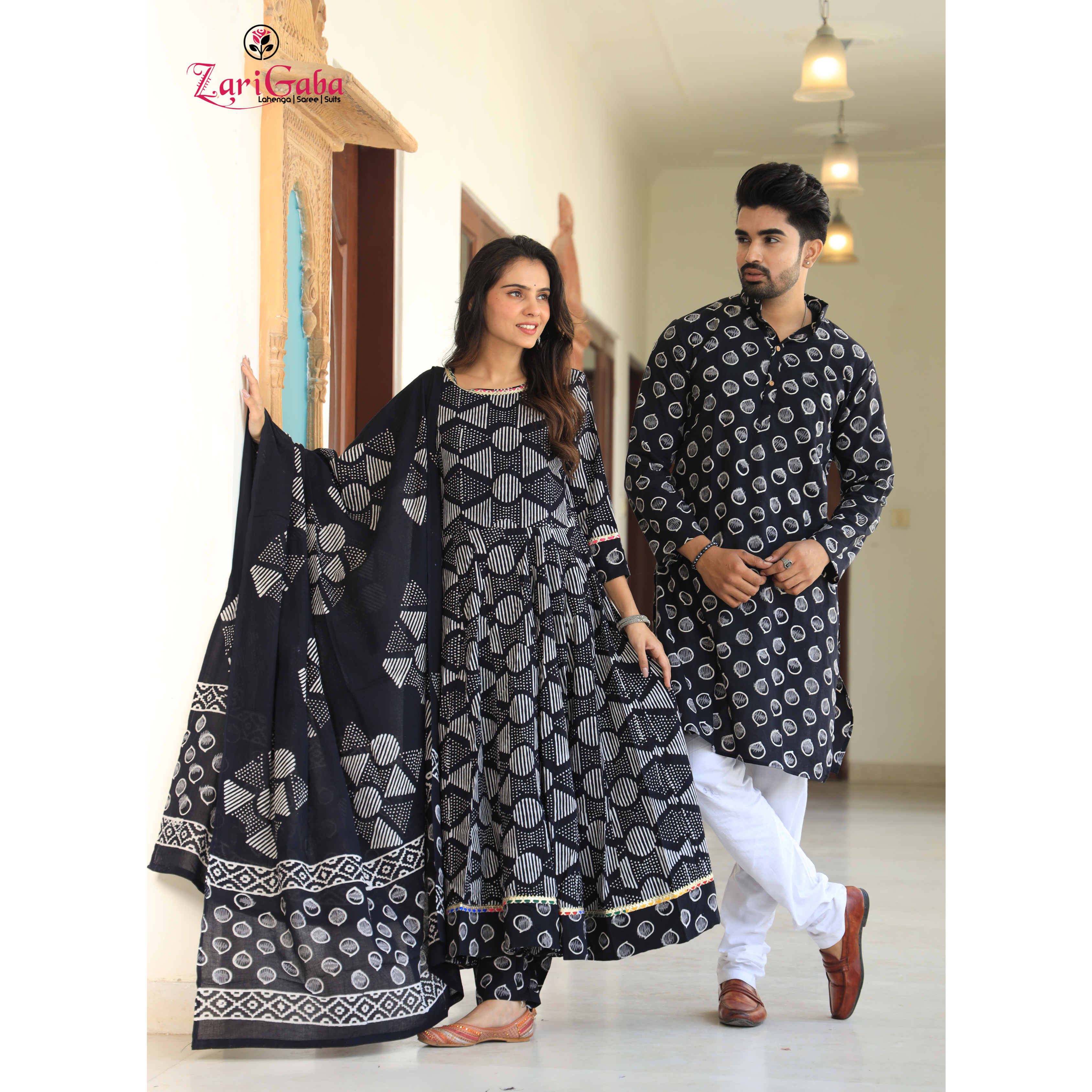 Dark Green Anarkali & Kurta Sets for couples