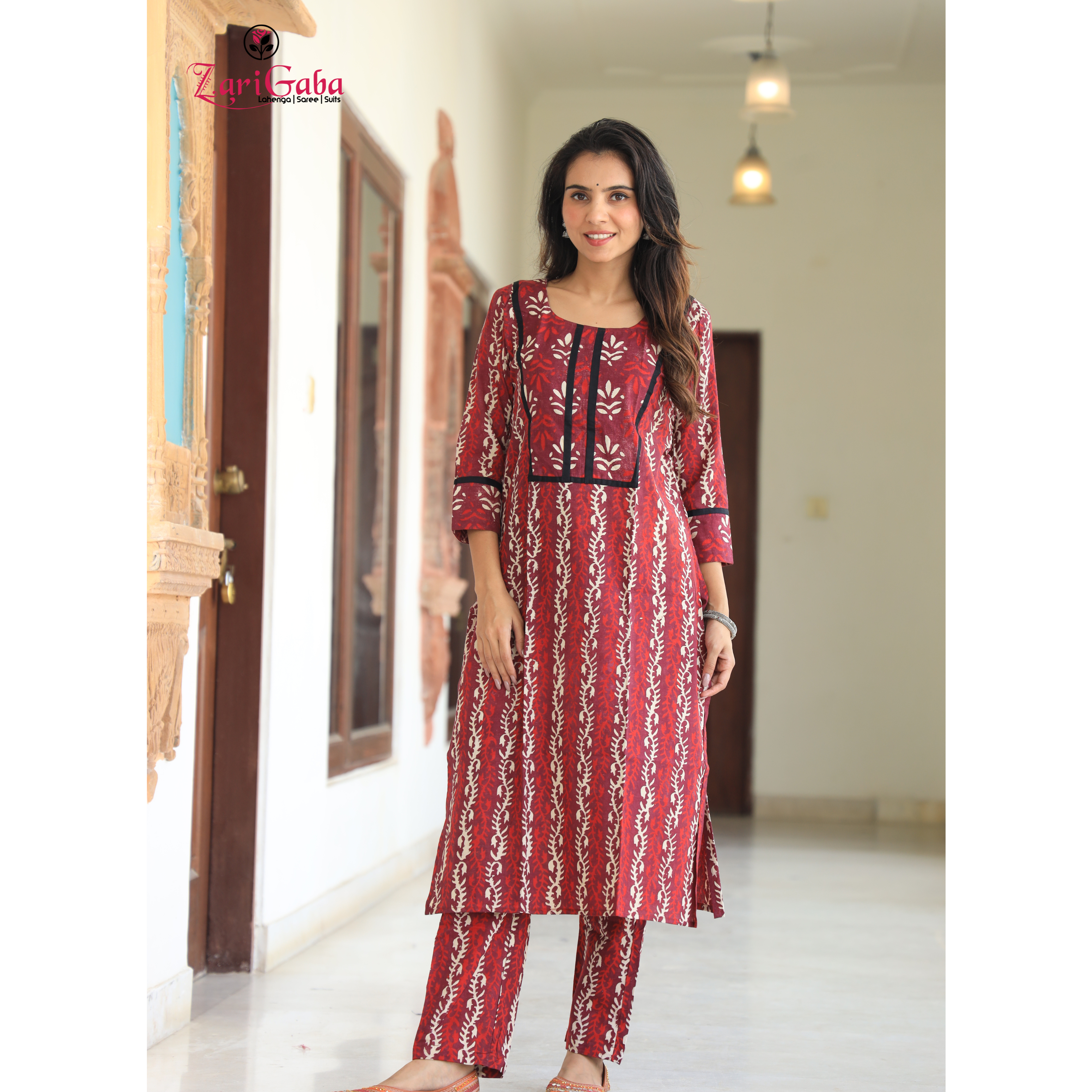 Wine Long Kurta Set