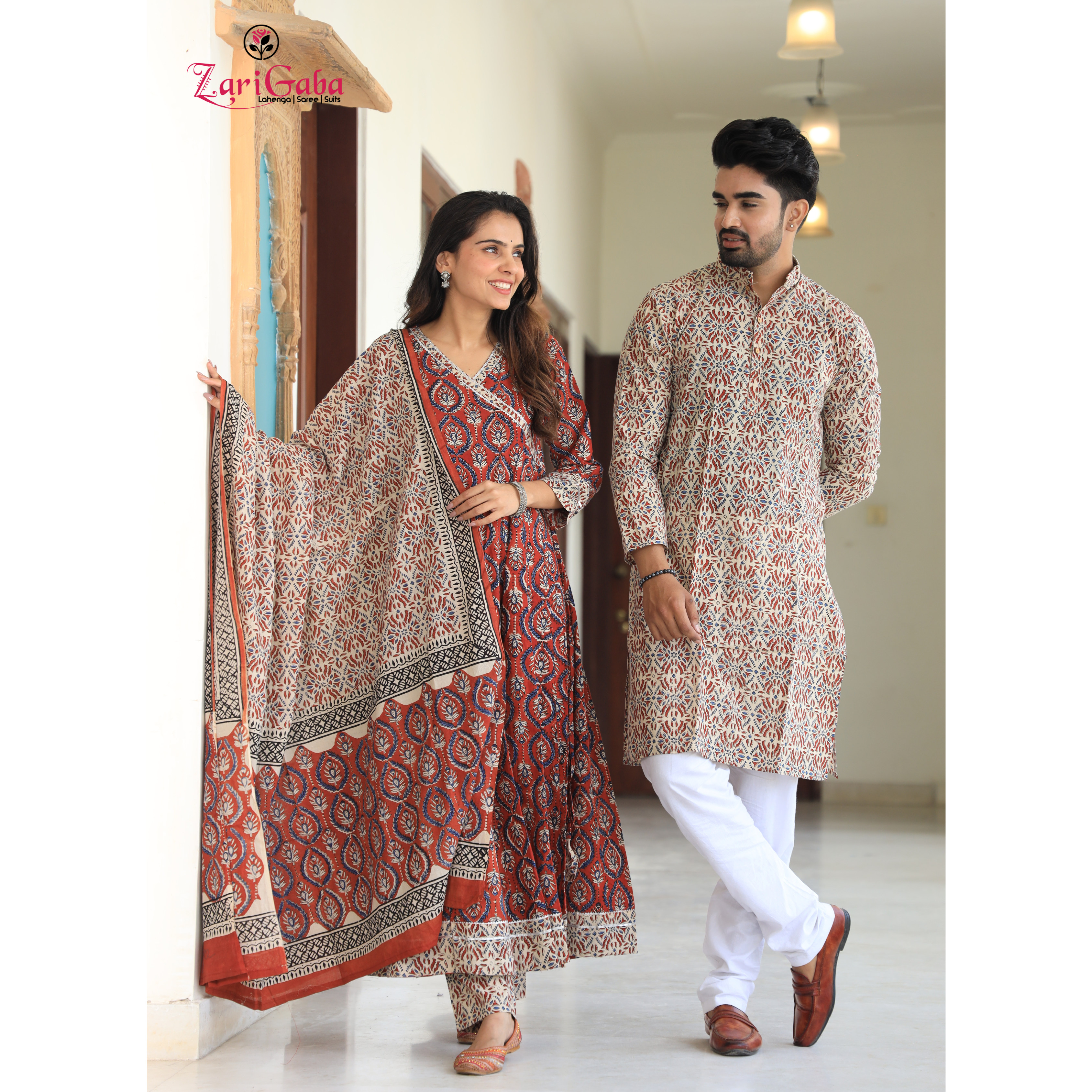 Pastel Brown Anarkali & Kurta Sets for couples