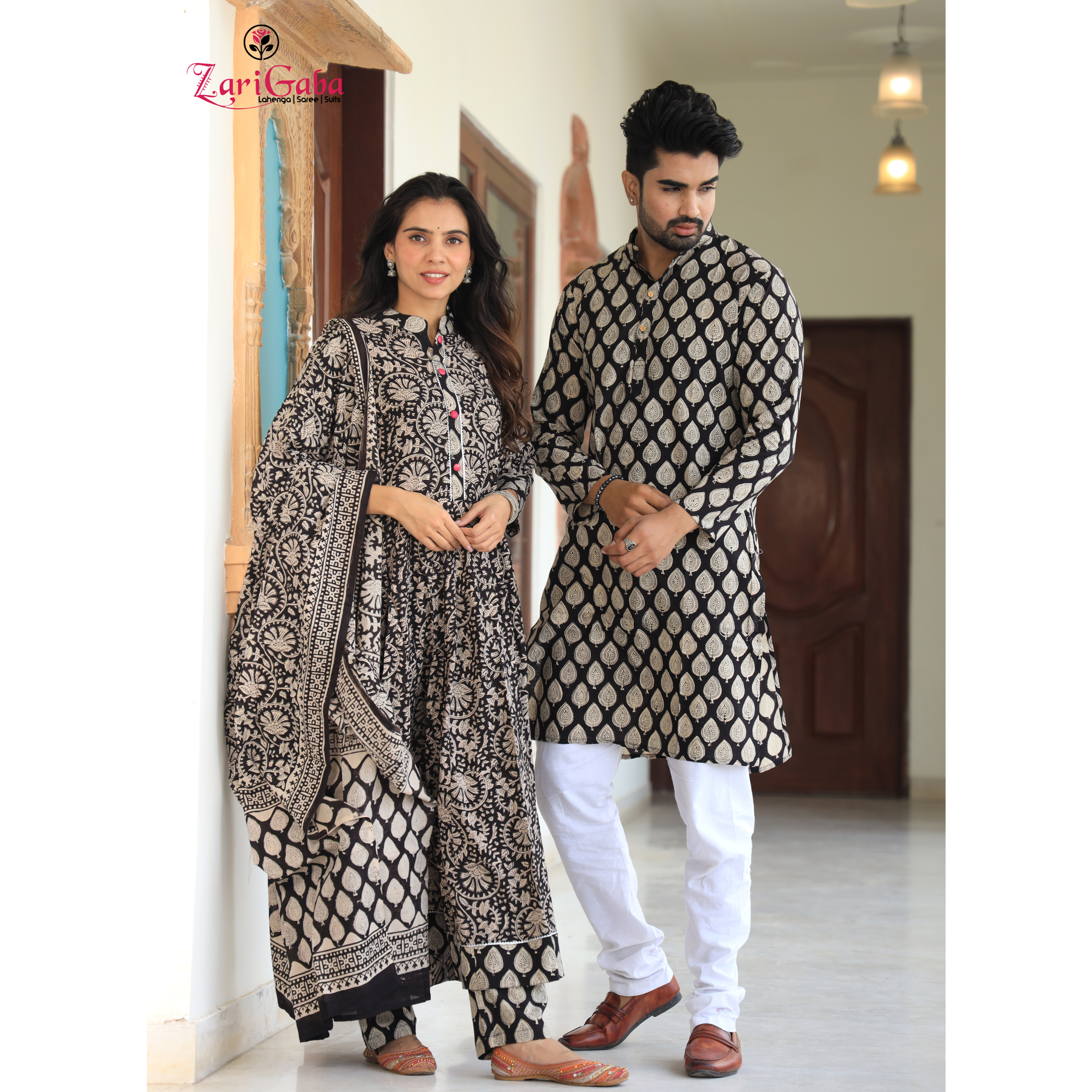 Black & Gray Anarkali & Kurta Sets for couples