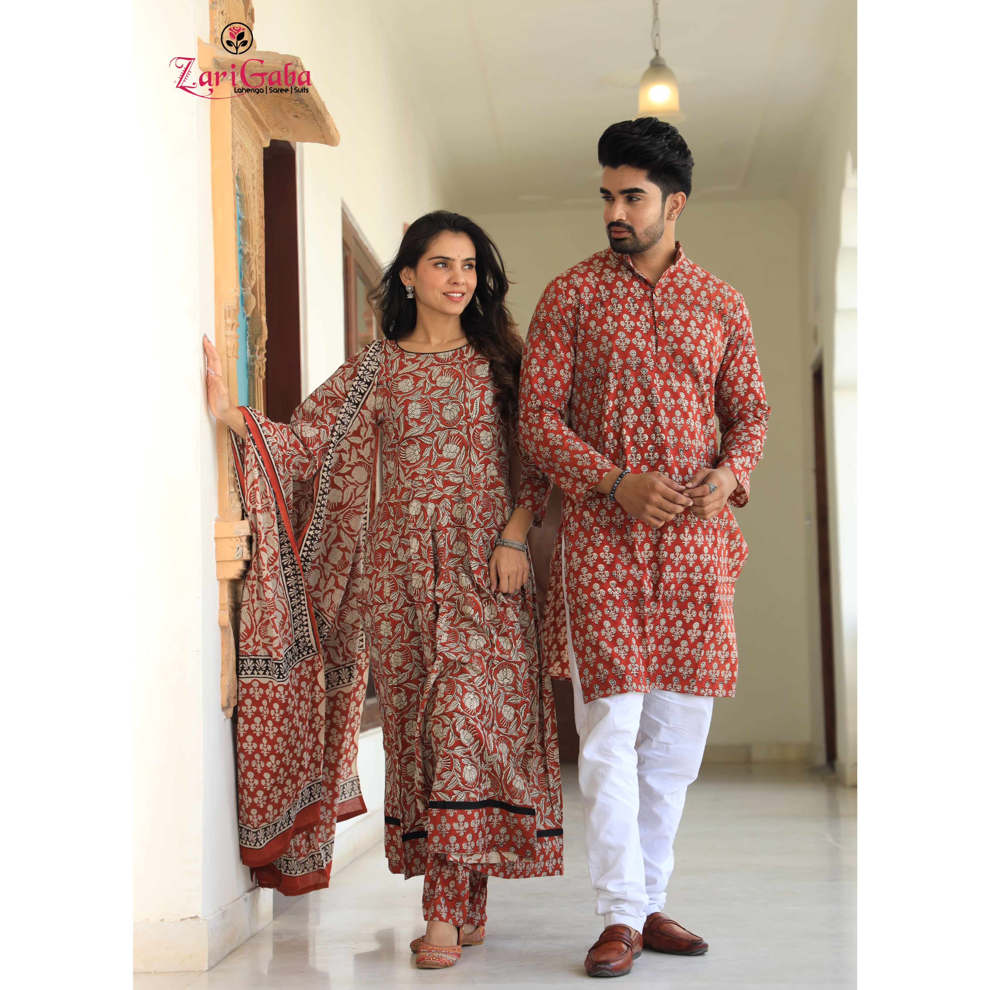 Deep Coffee Anarkali & Kurta Sets for couples