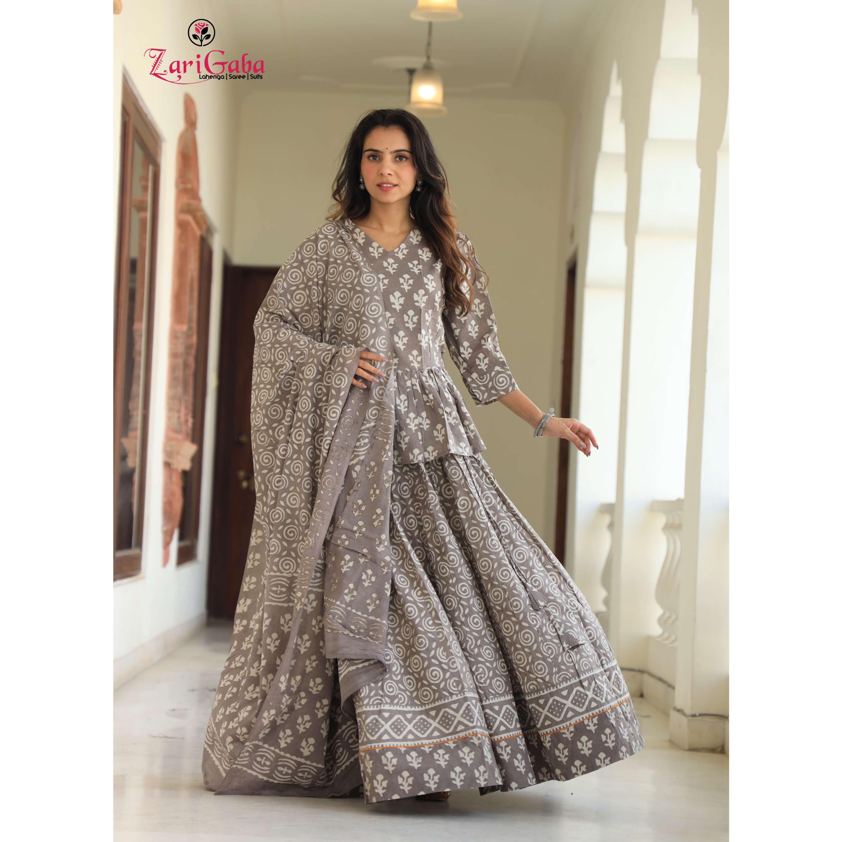 Gray Chaniya Choli suit