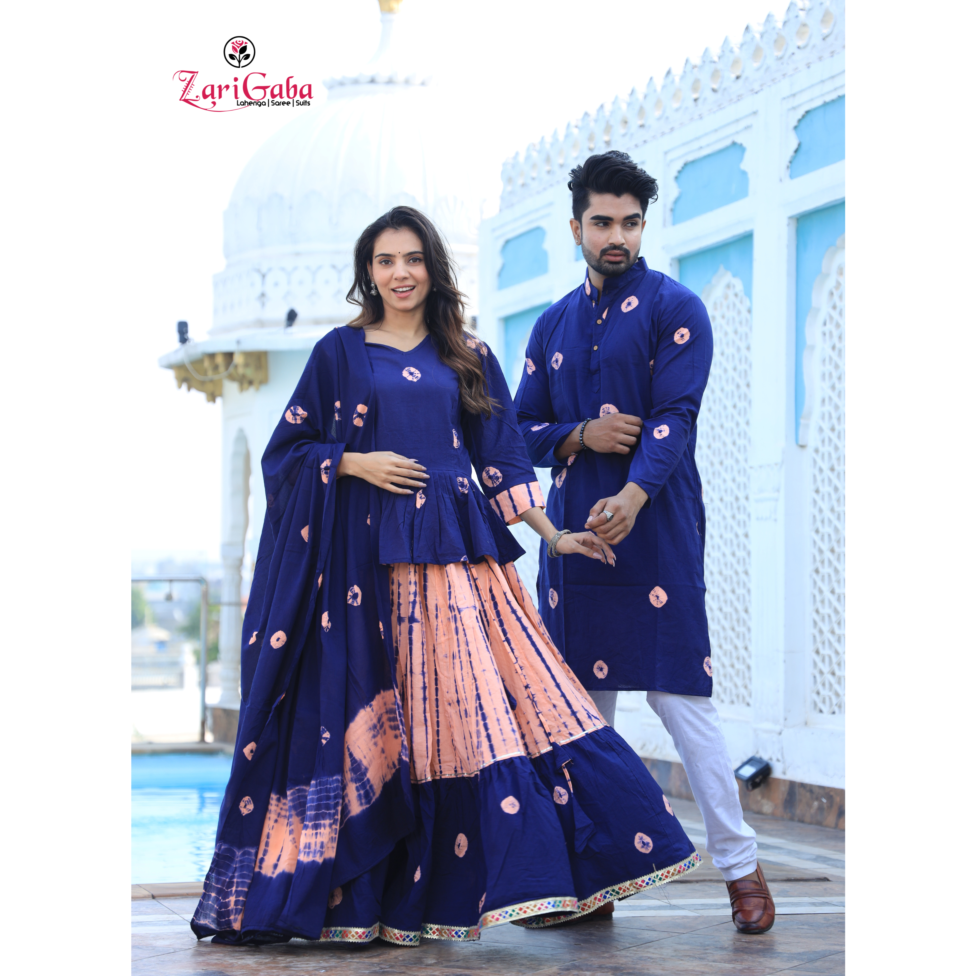 Patrick Blue Women's Chaniya Choli & Men’s Kurta set