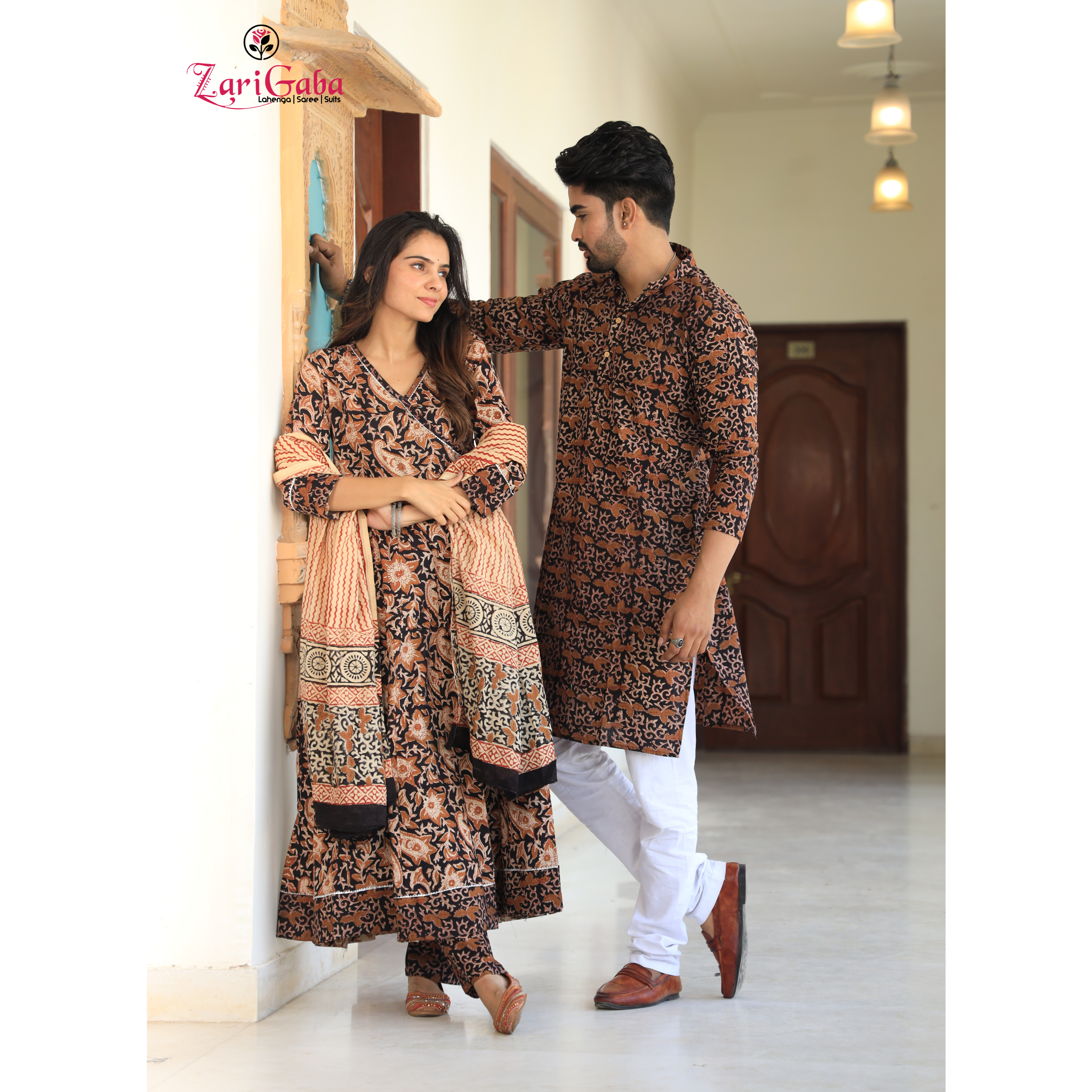 Smoky Black Anarkali & Kurta Sets for couples