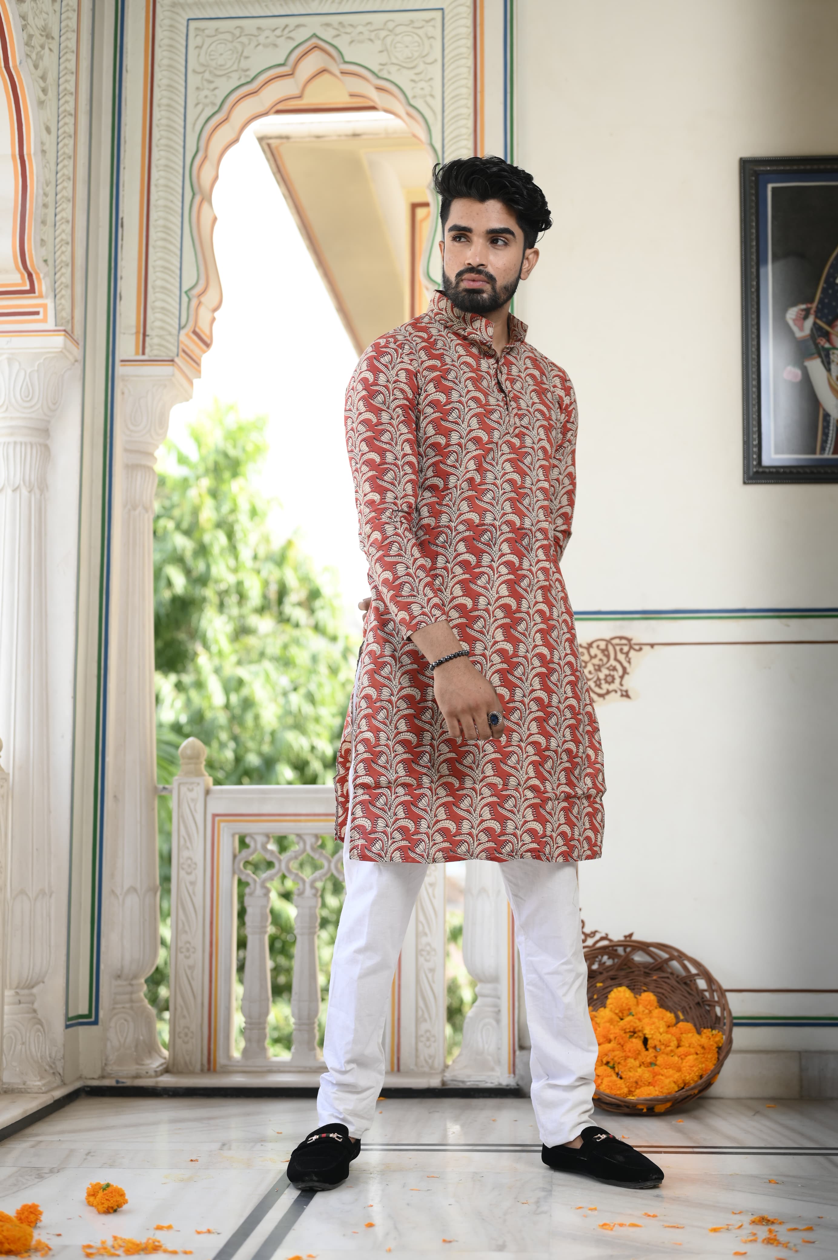 Hand Block Printed Kurta Payzama for Men