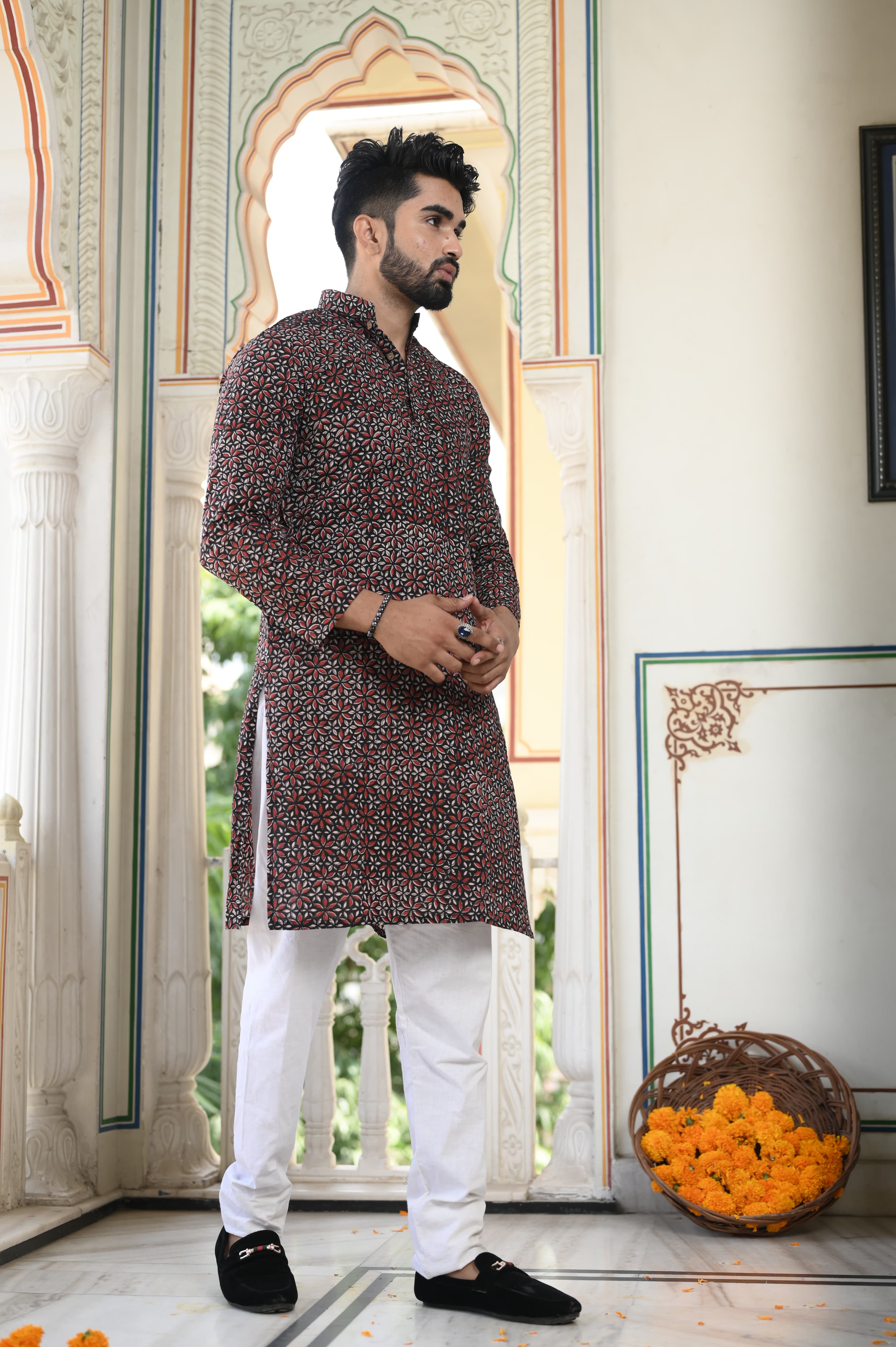 Stylish Hand Block Kurta Payzama for Mens